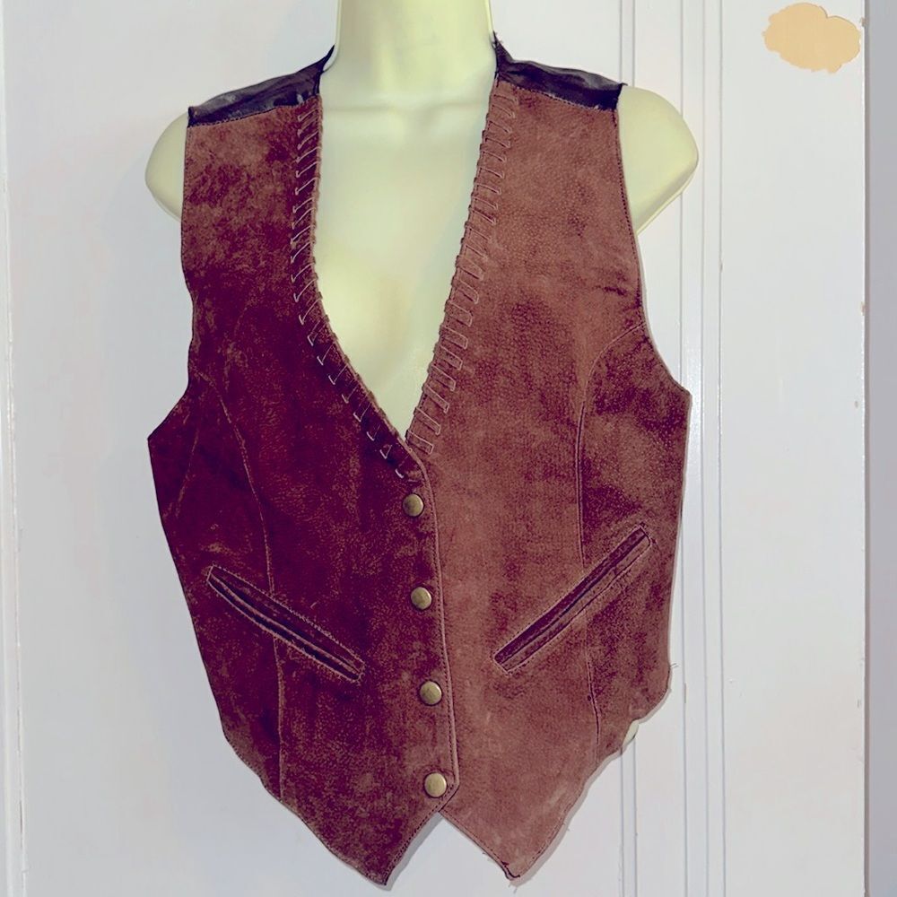 Brown suede leather vest